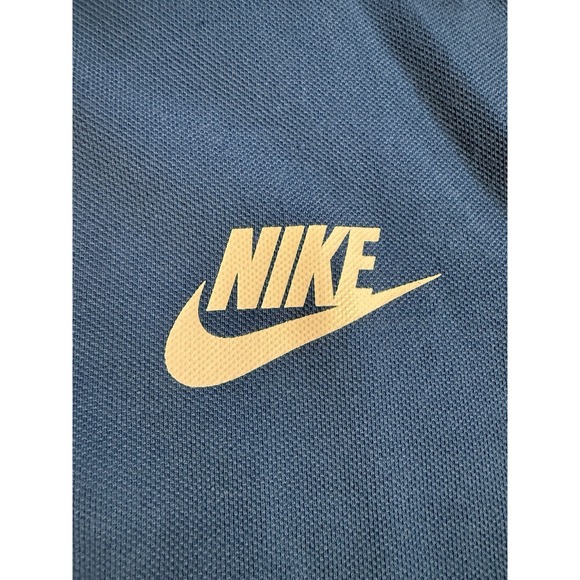 Nike Polo XXL Vintage 90s Blue Black Collar Tennis Shirt Big Logo 100% Cotton - Picture 3 of 8